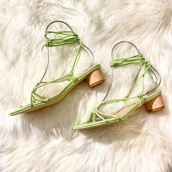 ZARA GREEN HEELED STRAPPY SANDALS - Picture 3 of 12